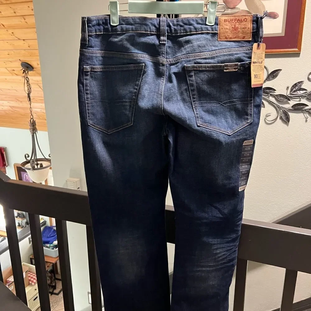 NWT Buffalo Blue Jeans Straight Leg, 34 x 32 #JTB028